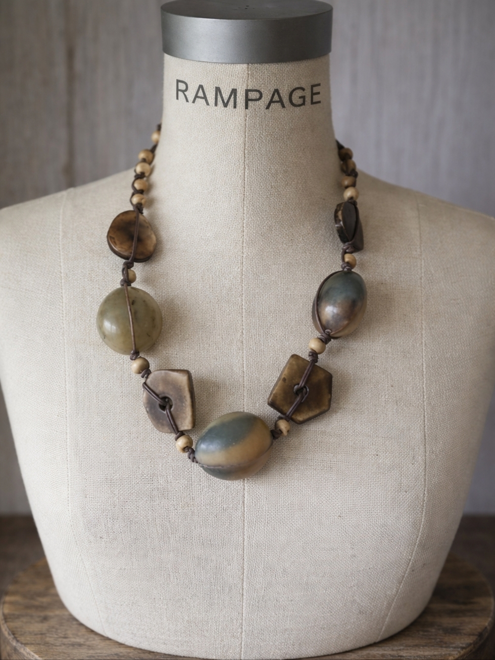 Chunky Brown Beaded Necklace Statement Ethnic Boho Bold Jewelry Set